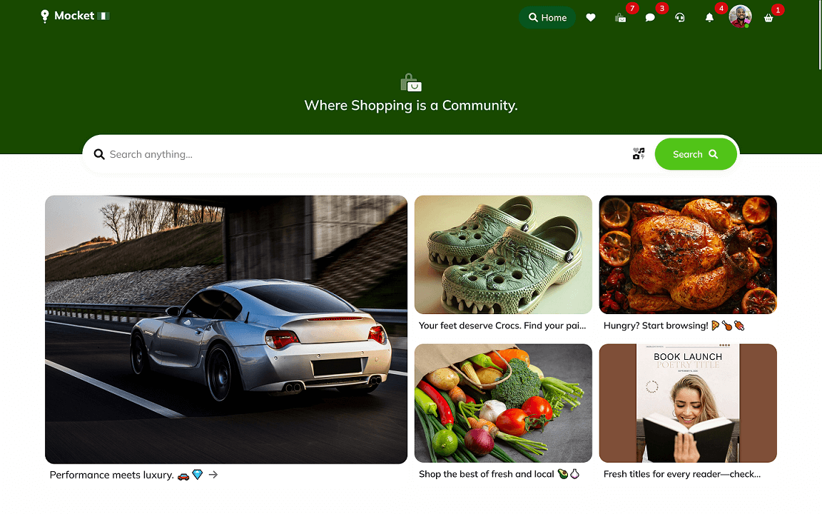 Mocket app feature page showcasing various functionalities