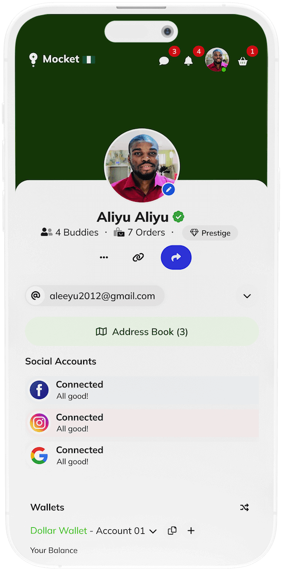 Mocket app user profile page displayed on mobile screen