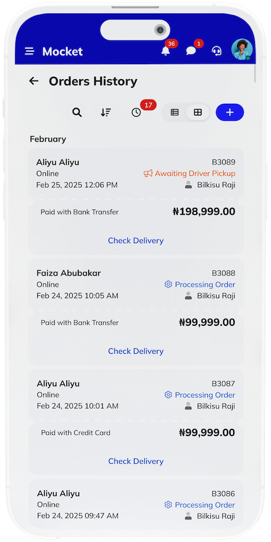 Mocket Partners product page showcasing available products on mobile screen